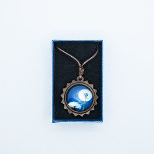 Dandelion Glass Pendant Necklace